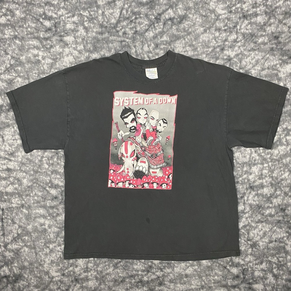 Vintage System of a Down Band Tshirt XXL Black Rock Tour SOAD 2002 M&O Knits
